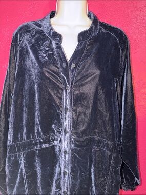 NATURAL LIFE blue Velvet button up shacket. Sz M. Fairycore whimsigoth romantic